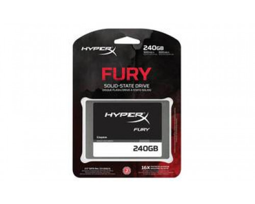 Твердотельный диск 240GB Kingston SSDNow HyperX FURY, 2.5", SATA III, MLC [R/W - 500/500 MB/s]